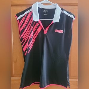 Adidas Women's Sleeveless Golf Polo Size Medium Black/Pink